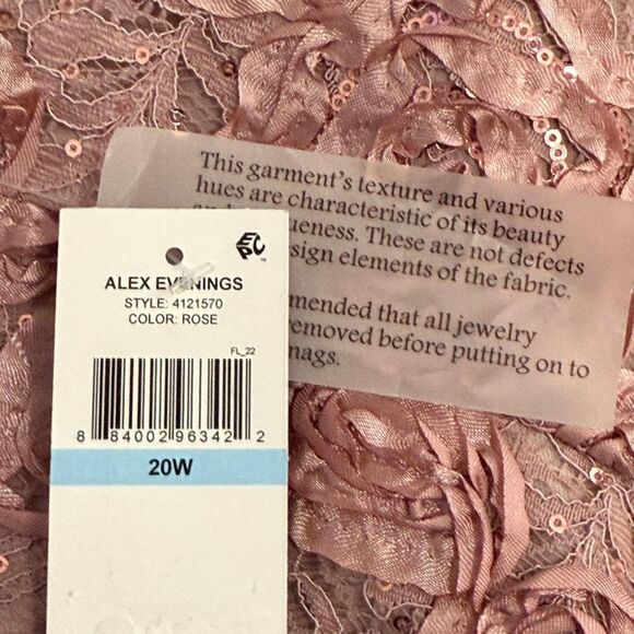 ALEX EVENINGS Plus Size Pink Short Rosette Lace Dress, NWT! Size 20W - Picture 7 of 10